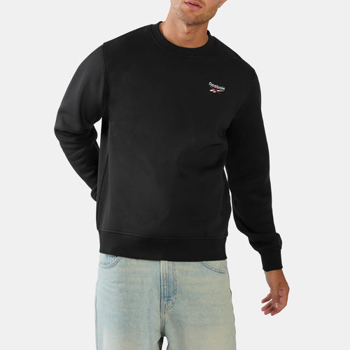 REEBOK APPAREL MEN ID Logo Fleece Crew Sweatshirt BLACK