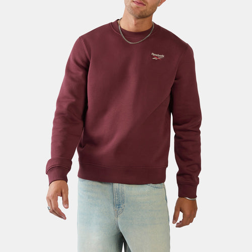 REEBOK APPAREL MEN ID Logo Fleece Crew Sweatshirt RED VELVET