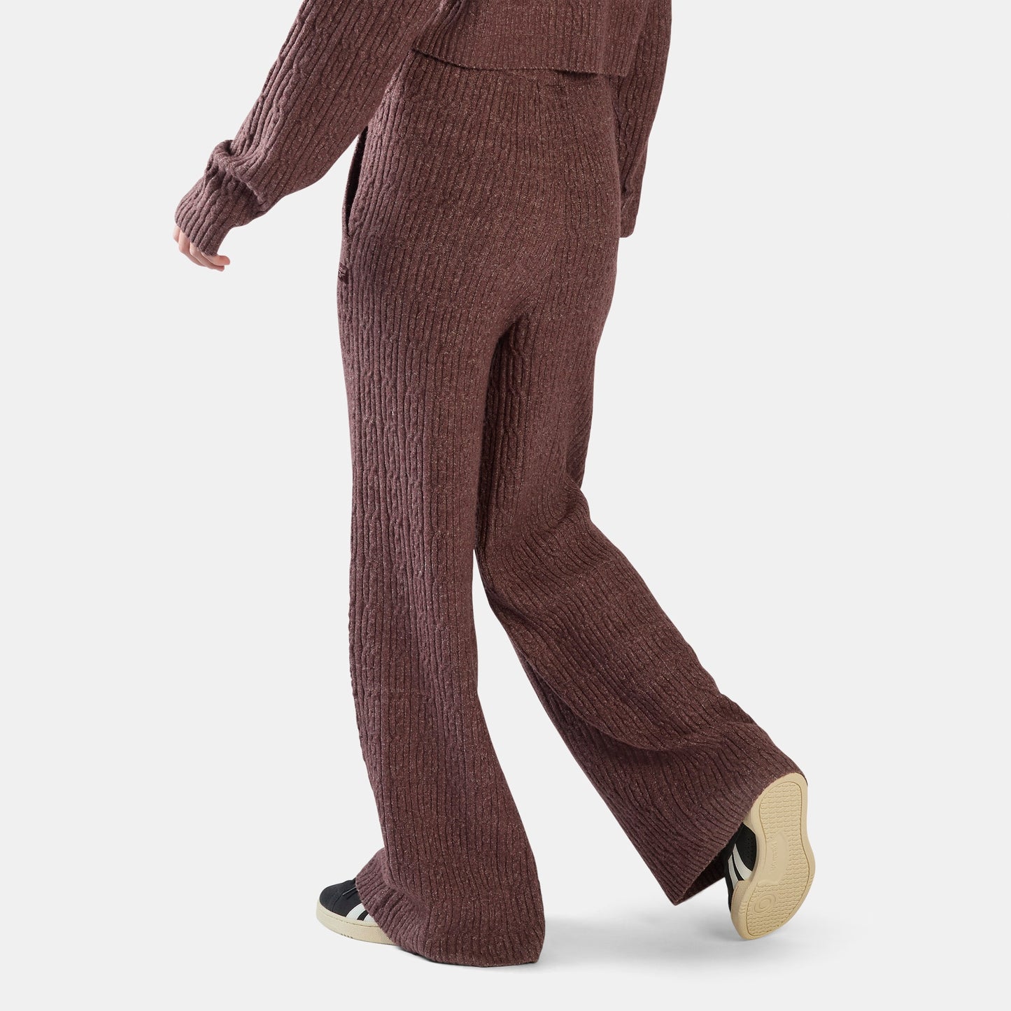 REEBOK APPAREL WOMEN Elevated Cable Knit Track Pants DARK COCOA