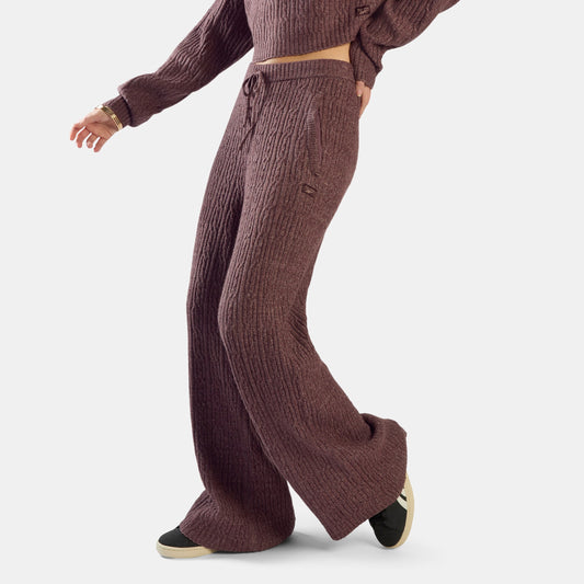 REEBOK APPAREL WOMEN Elevated Cable Knit Track Pants DARK COCOA