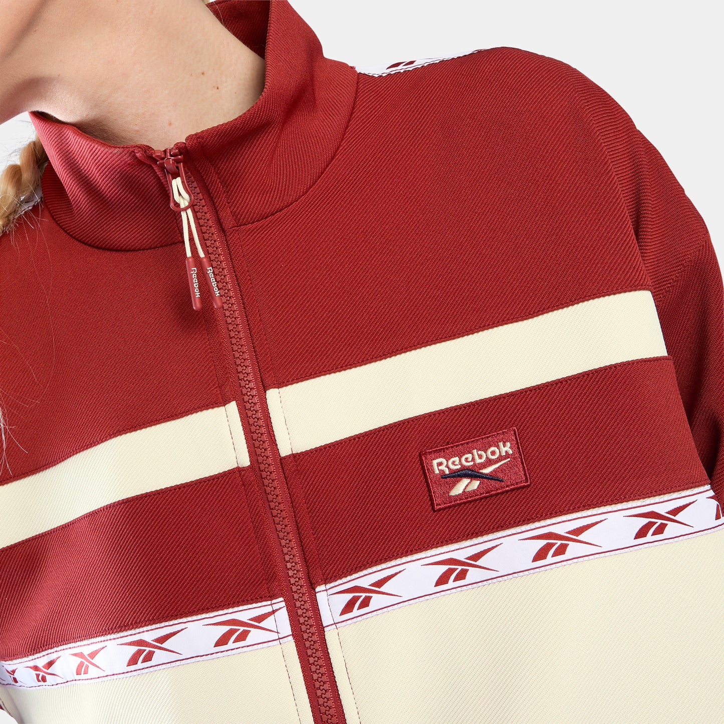 REEBOK APPAREL WOMEN Heritage Taped Track Jacket HERITAGE RED/LINEN