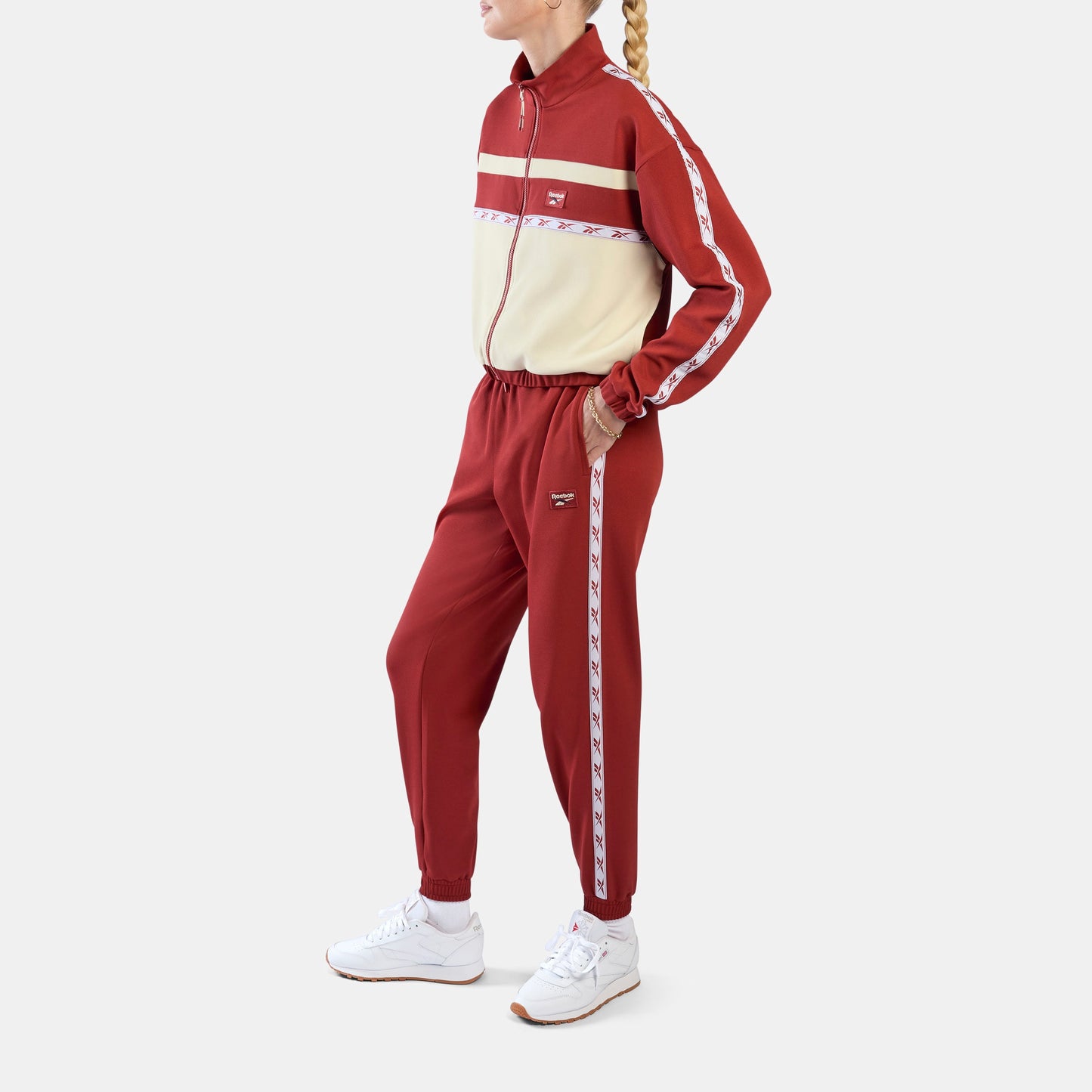 REEBOK APPAREL WOMEN Heritage Taped Track Jacket HERITAGE RED/LINEN
