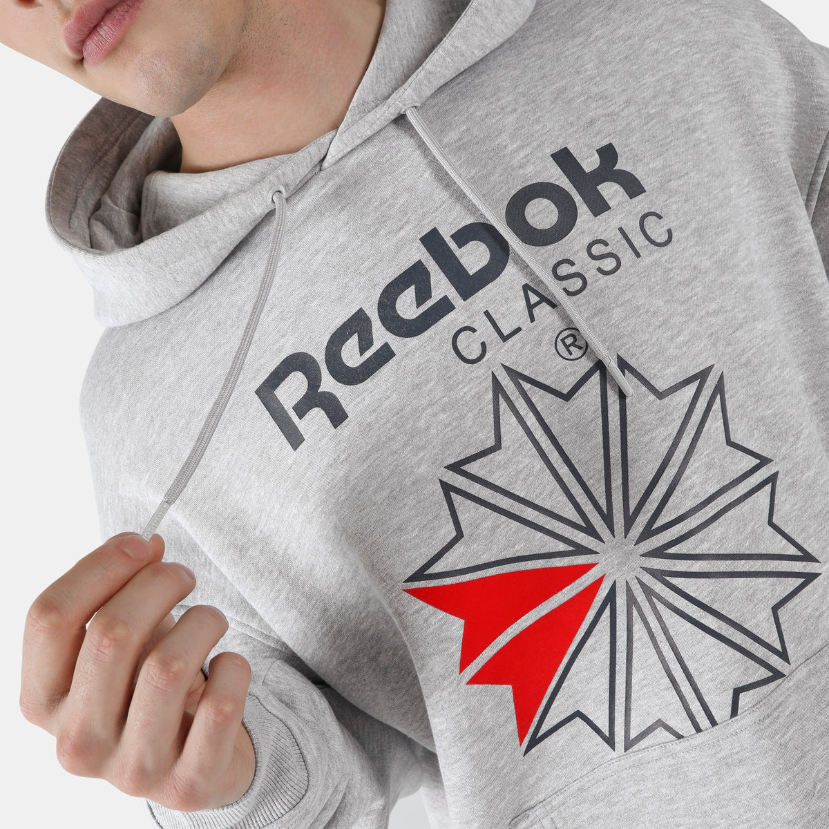 REEBOK APPAREL MEN Starcrest Relaxed Hoodie LIGHT GREY MARL