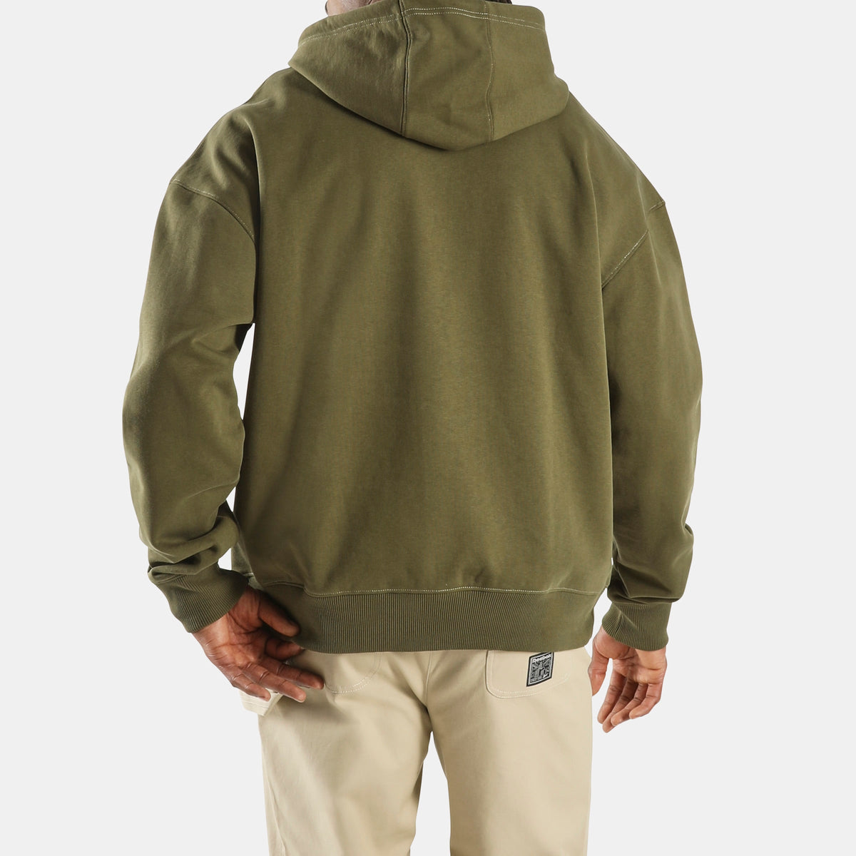 REEBOK APPAREL MEN Forge Standard Patch Logo Hoodie OLIVE STONE