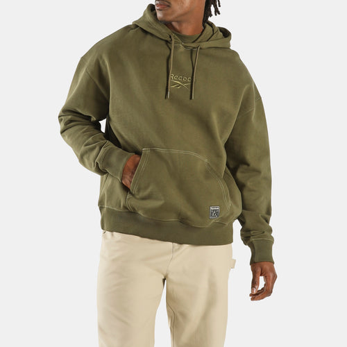 REEBOK APPAREL MEN Forge Standard Patch Logo Hoodie OLIVE STONE