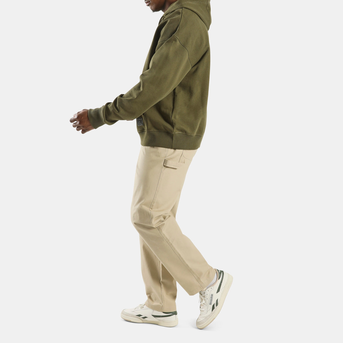 REEBOK APPAREL MEN Forge Standard Patch Logo Hoodie OLIVE STONE