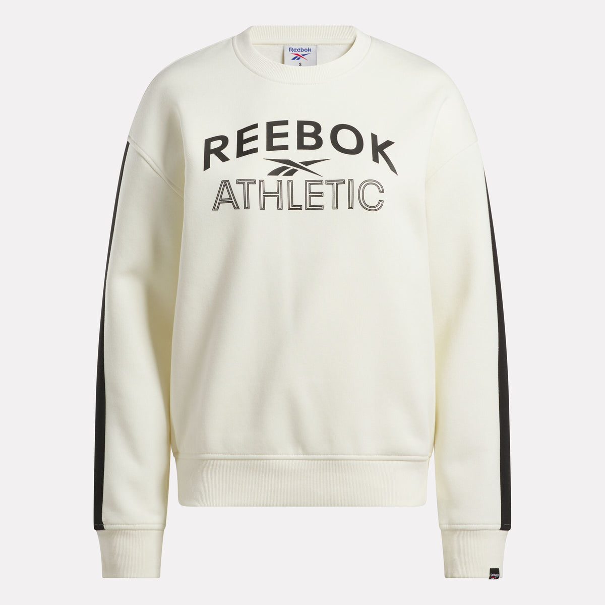 REEBOK APPAREL WOMEN ID PANEL PLAY FLEECE CREW SWEATSHIRT WOMEN CHALK