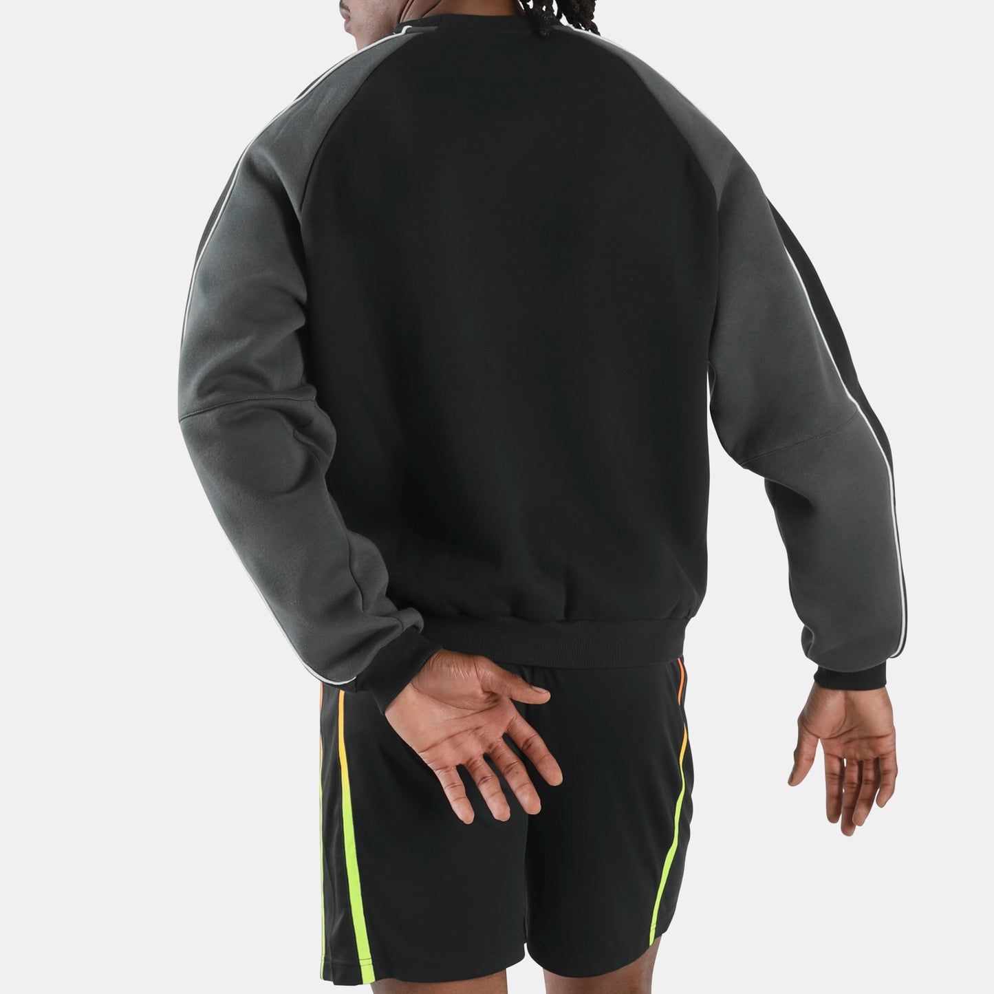 REEBOK APPAREL MEN Sidewinder Crewneck Sweatshirt MEN BLACK/GREY 6/DIGITAL LIME