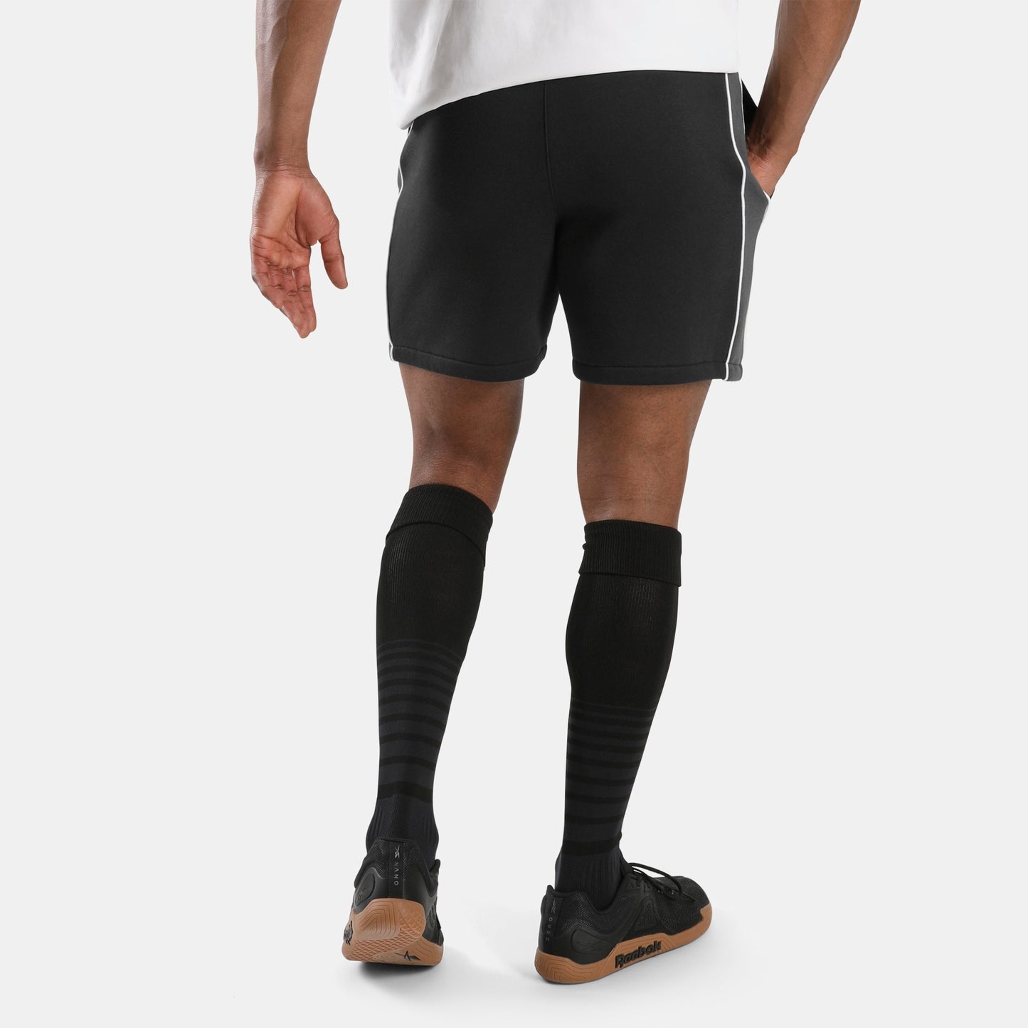 REEBOK APPAREL MEN Sidewinder Sweat Shorts 7" BLACK/GREY 6/DIGITAL LIME