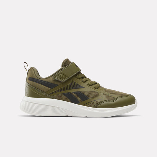 REEBOK FOOTWEAR KIDS Rush Runner 6.0 Elastic Lace Top Strap Running Shoes - Pre-School OLIVE STONE/BLACK/CHALK
