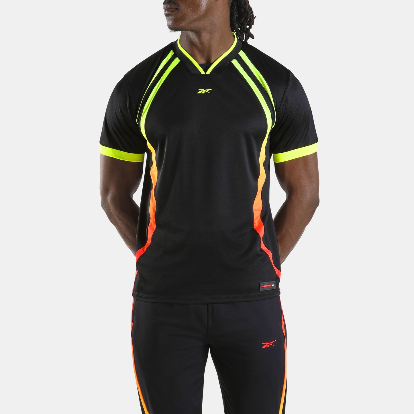 REEBOK APPAREL MEN Sidewinder Football Jersey BLACK/DIGITAL LIME/NEON CHERRY