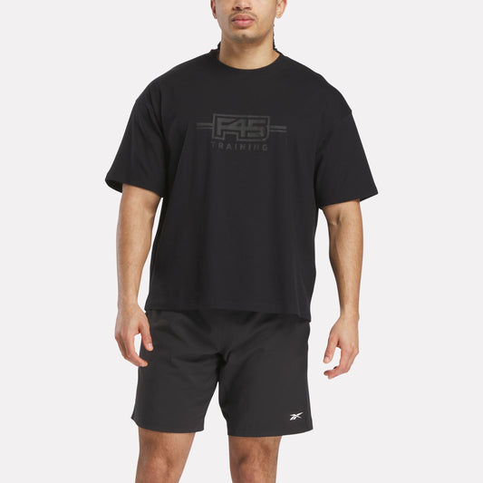 REEBOK APPAREL UNISEX Reebok x F45 Training Tonal Graphic T-Shirt BLACK