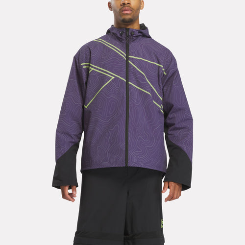 REEBOK APPAREL UNISEX Reebok x A Herd of Bison Packable Jacket MOVEMENT PURPLE/BLACK/DIGITAL LIME