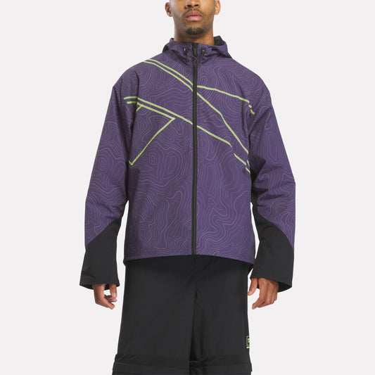 REEBOK APPAREL UNISEX Reebok x A Herd of Bison Packable Jacket MOVEMENT PURPLE/BLACK/DIGITAL LIME