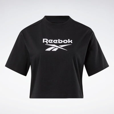 Reebok Apparel Women Classics Big Logo Cropped T-Shirt BLACK