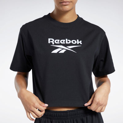 Reebok Apparel Women Classics Big Logo Cropped T-Shirt BLACK
