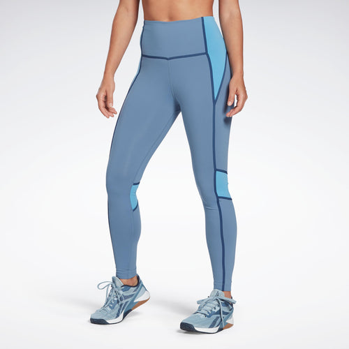 Reebok Apparel Women Lux High-Waisted Colorblock Leggings BLUSLA