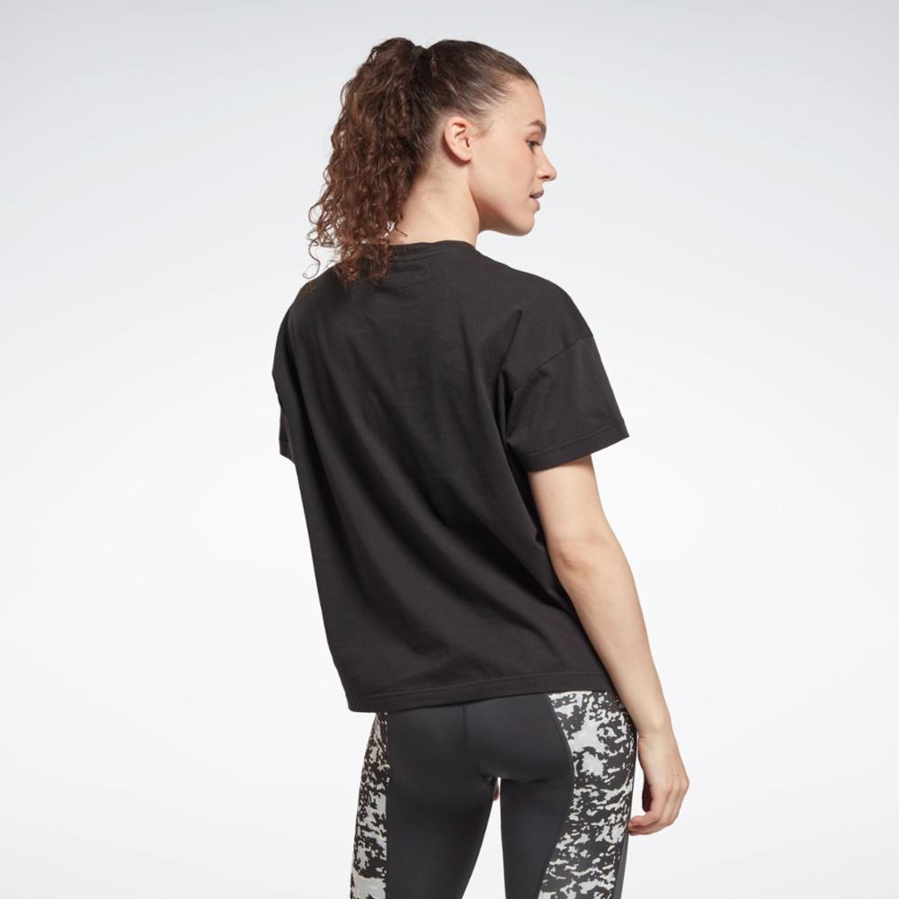 Reebok Apparel Women Training Essentials Modern Safari Graphic T-Shirt BLACK