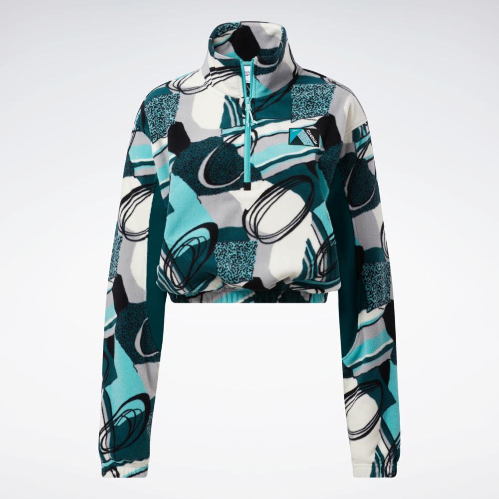 Reebok Apparel Women Classic Winter All Over Print Half-Zip Sweater SECLTE