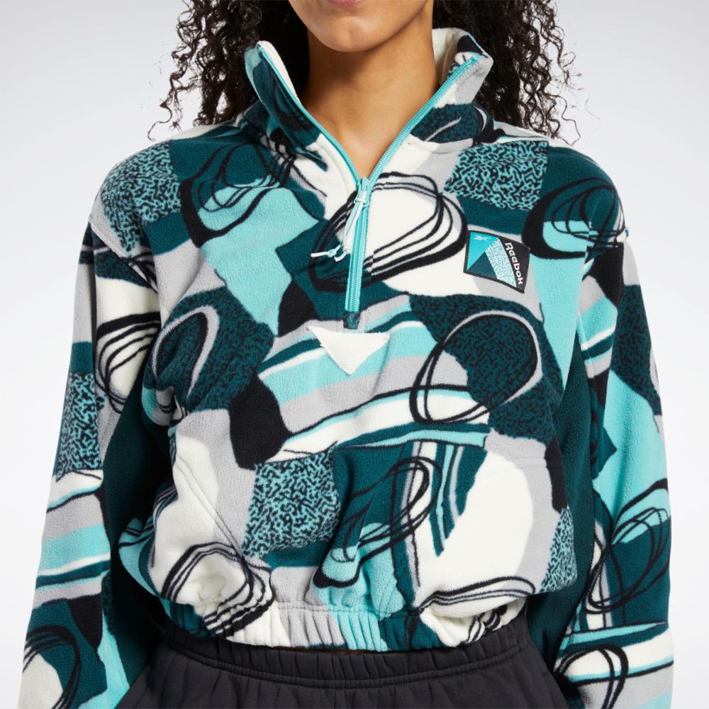 Reebok Apparel Women Classic Winter All Over Print Half-Zip Sweater SECLTE