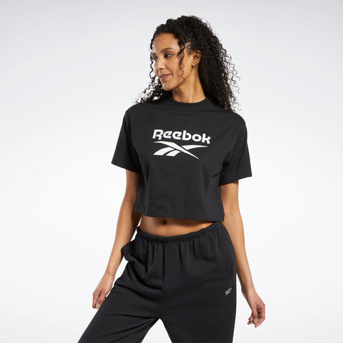 Reebok Apparel Women Classics Big Logo Crop T-Shirt BLACK