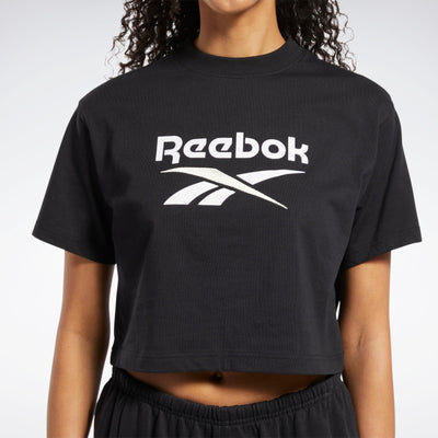 Reebok Apparel Women Classics Big Logo Crop T-Shirt BLACK