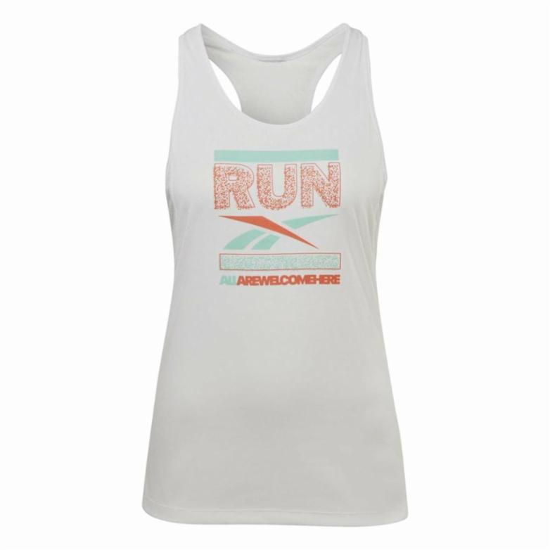 Reebok Apparel Women Running Graphic Speedwick Tank Top WHITE