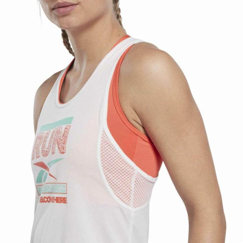 Reebok Apparel Women Running Graphic Speedwick Tank Top WHITE