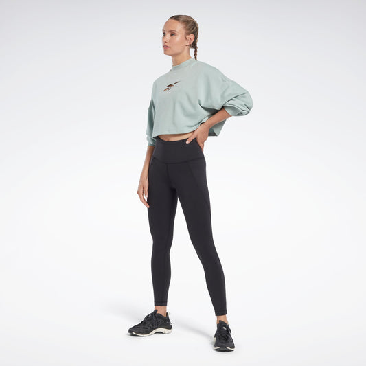 Reebok Apparel Women Studio Vector Knit Crew Sweatshirt SEAGRY