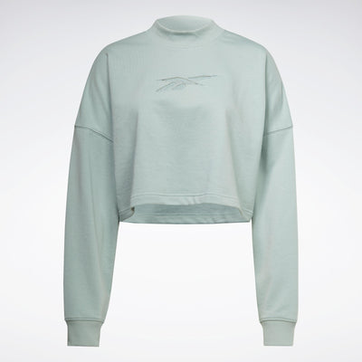 Reebok Apparel Women Studio Vector Knit Crew Sweatshirt SEAGRY