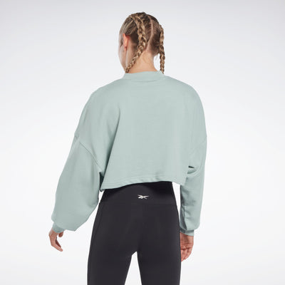 Reebok Apparel Women Studio Vector Knit Crew Sweatshirt SEAGRY