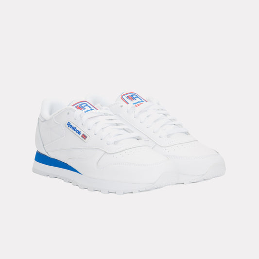 REEBOK FOOTWEAR UNISEX Classic Leather Shoes WHITE/WHITE/OPTIMUM BLUE