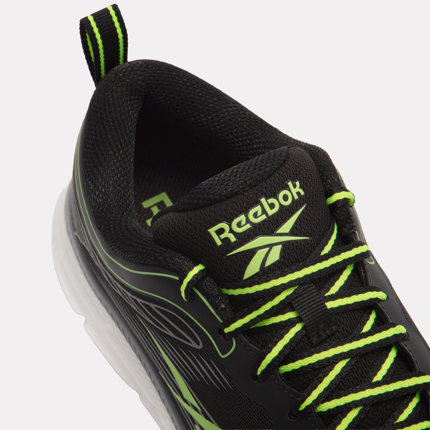 REEBOK FOOTWEAR MEN Road Strider Running Shoes BLACK/GREEN GLOW/WHITE