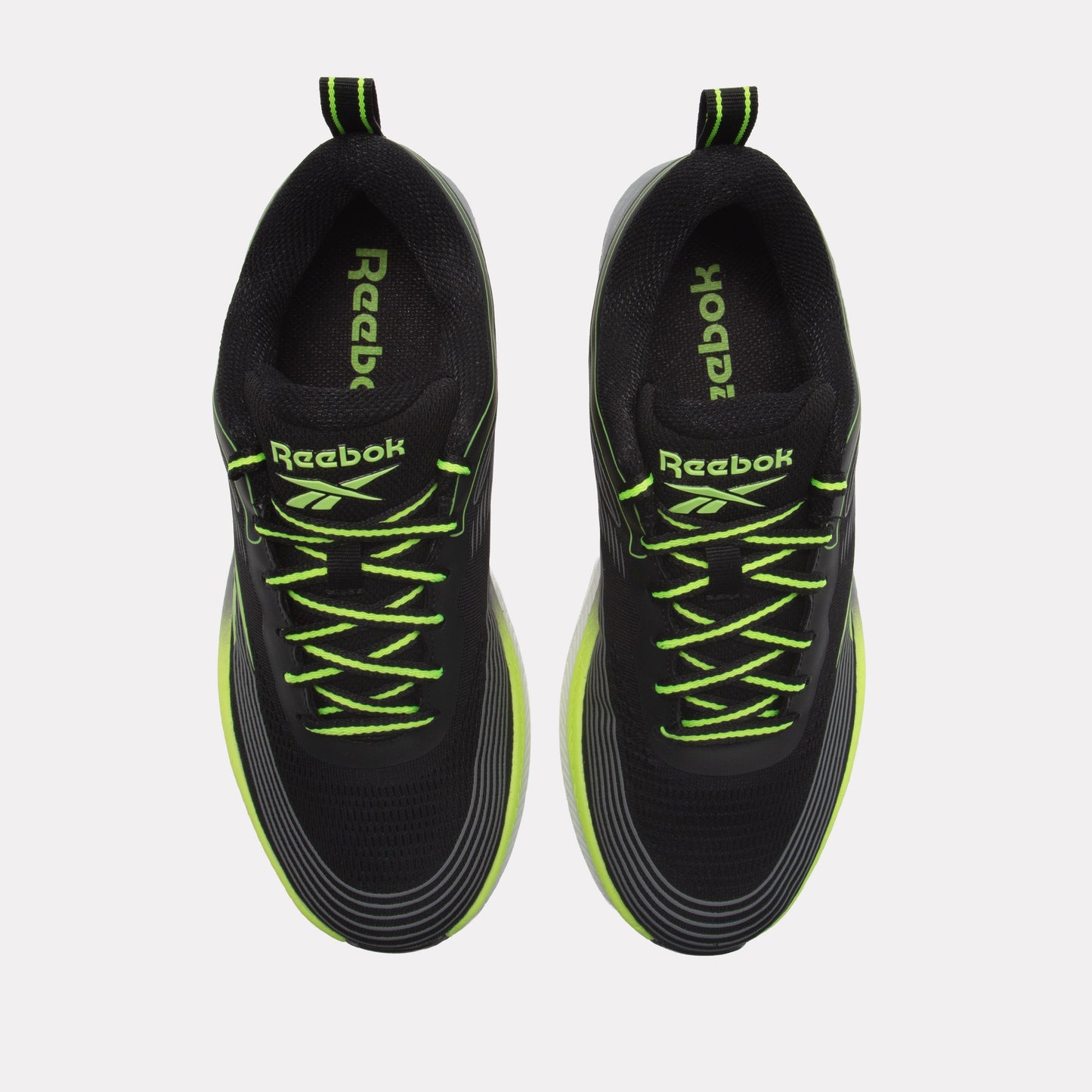 REEBOK FOOTWEAR MEN Road Strider Running Shoes BLACK/GREEN GLOW/WHITE