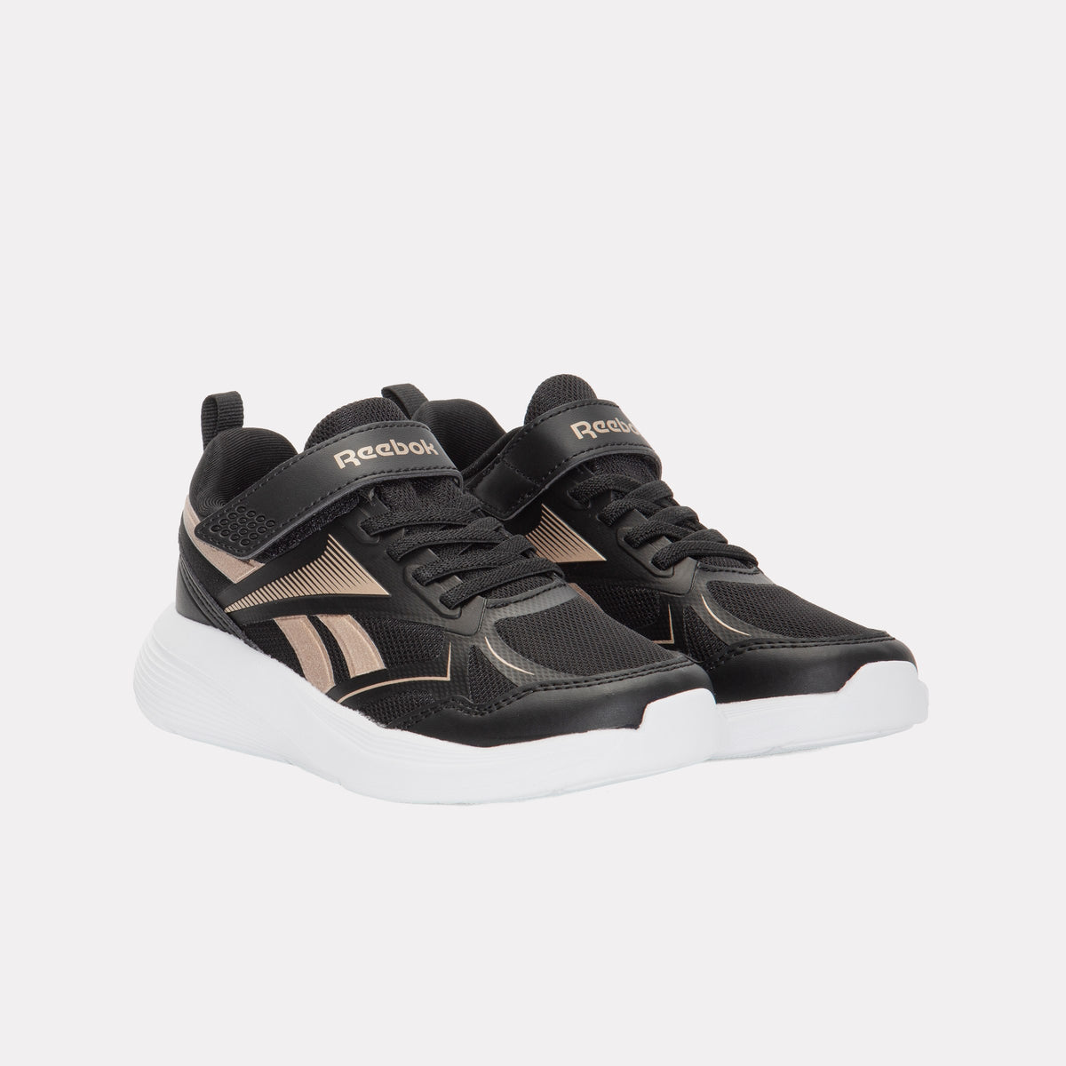 REEBOK FOOTWEAR KIDS Rush Runner 6.0 Shoes - Pre-School BLACK/ROSE GOLD/FTWR WHITE