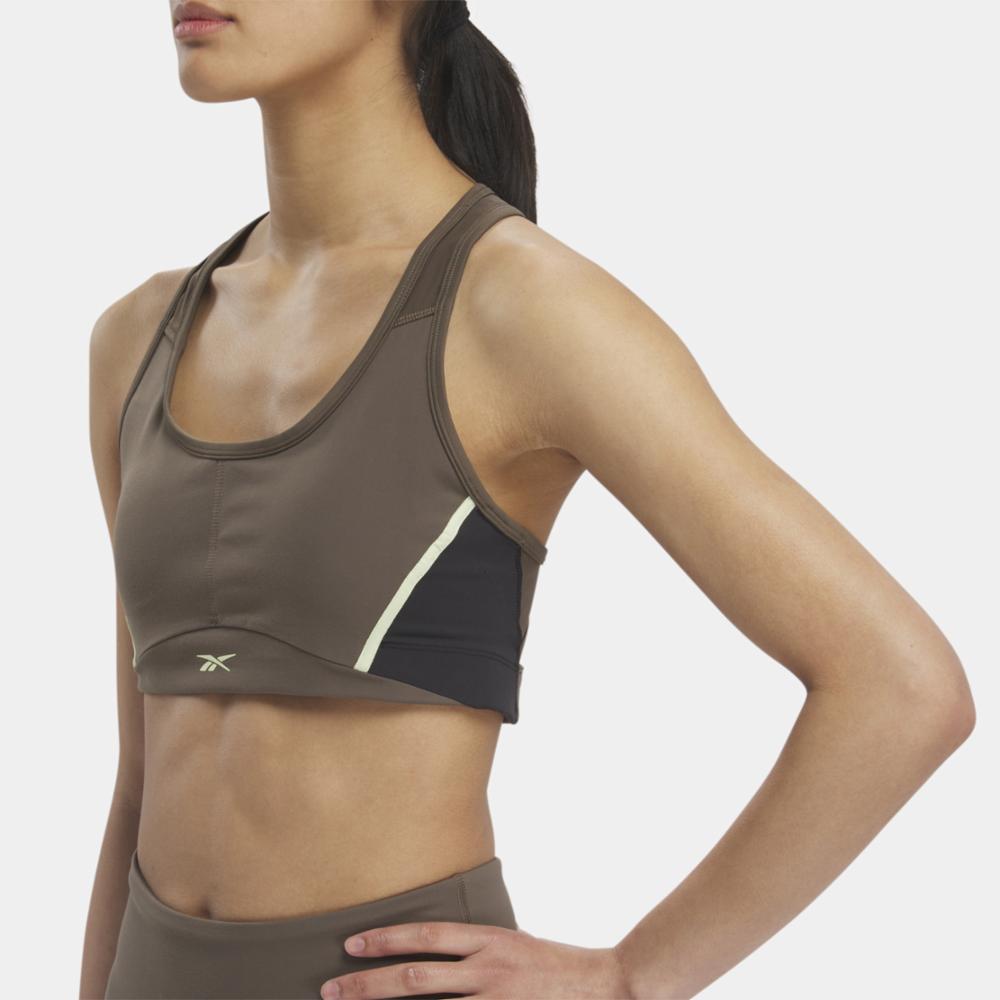 Reebok Apparel Women Lux Racer Padded Colorblock Bra GROUT