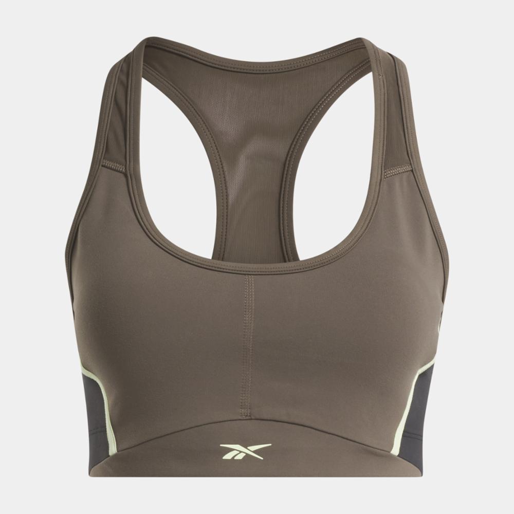 Reebok Apparel Women Lux Racer Padded Colorblock Bra GROUT