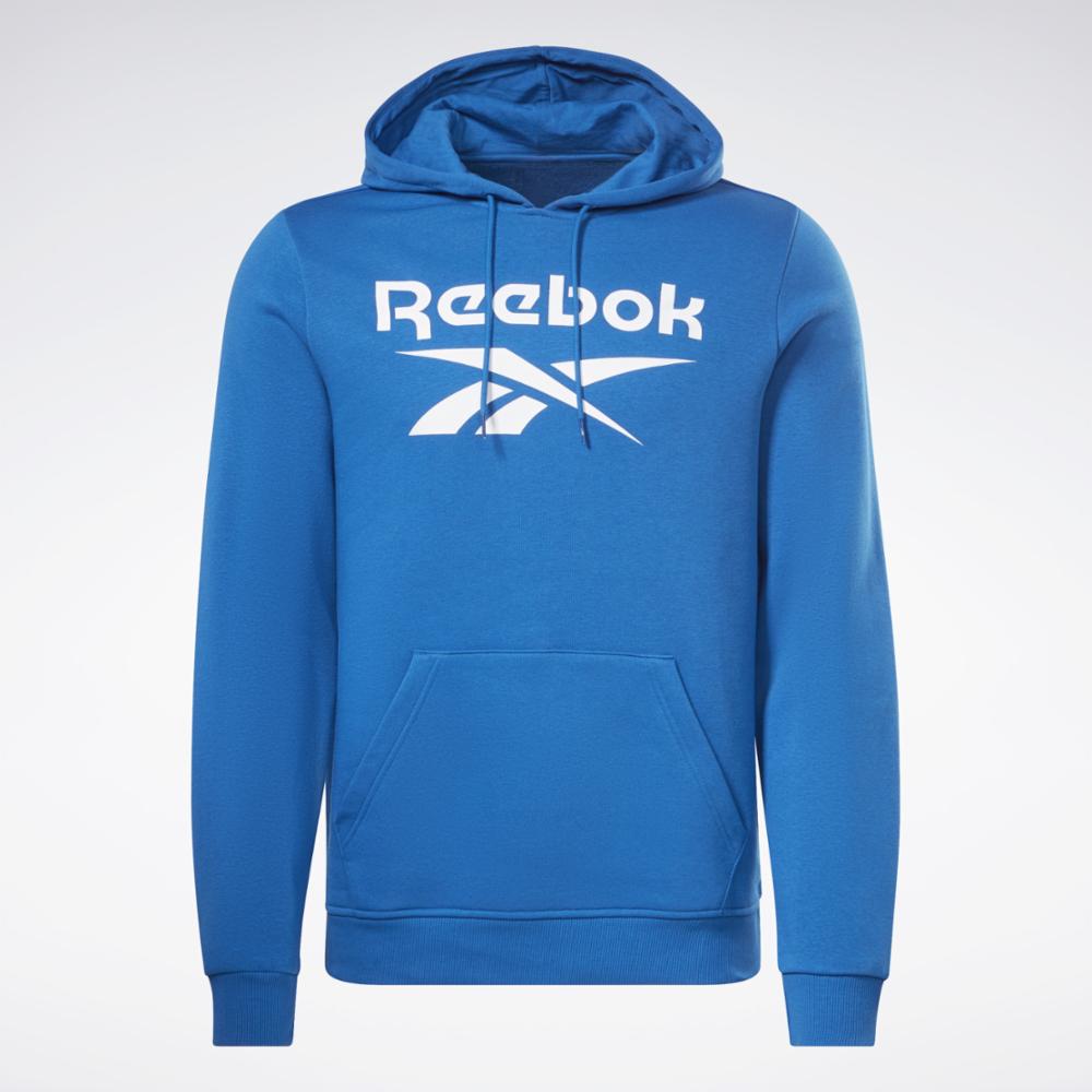 Reebok Apparel Men Reebok Identity Fleece Stacked Logo Pullover Hoodie VECTOR BLUE