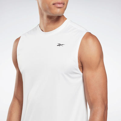 Reebok Apparel Men Training Sleeveless Tech T-Shirt WHITE