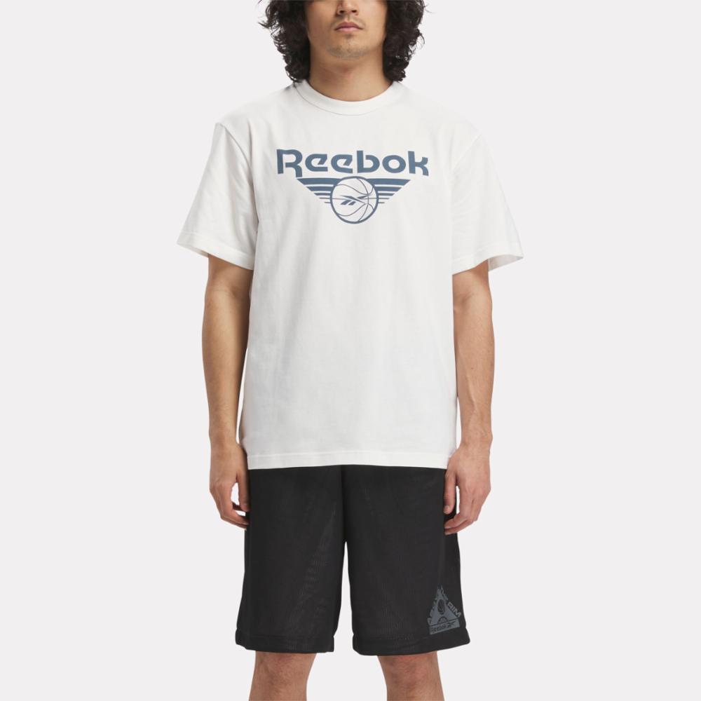 Reebok Apparel Men Basketball Brand Graphic T-Shirt CHALK