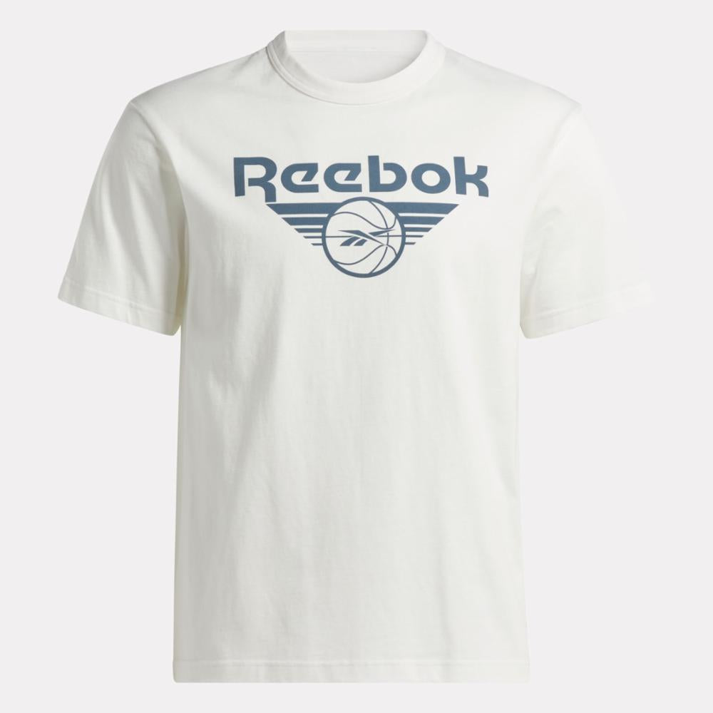 Reebok Apparel Men Basketball Brand Graphic T-Shirt CHALK