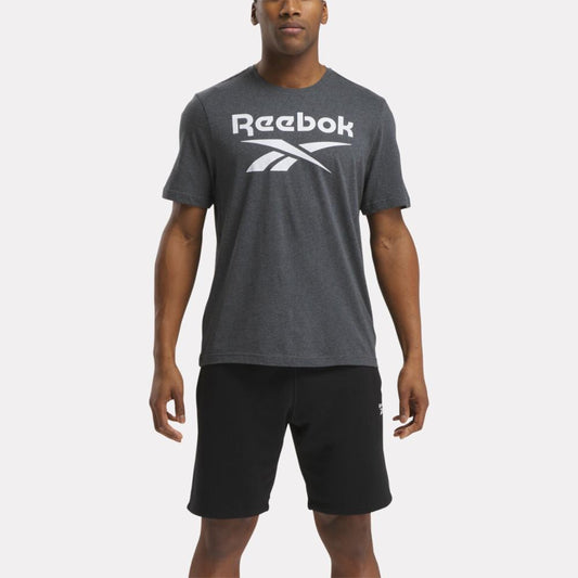 Reebok Apparel Men Reebok Identity Big Stacked Logo T-Shirt DARK GREY HEATHER