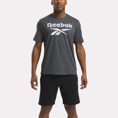 Reebok Apparel Men Reebok Identity Big Stacked Logo T-Shirt DARK GREY HEATHER