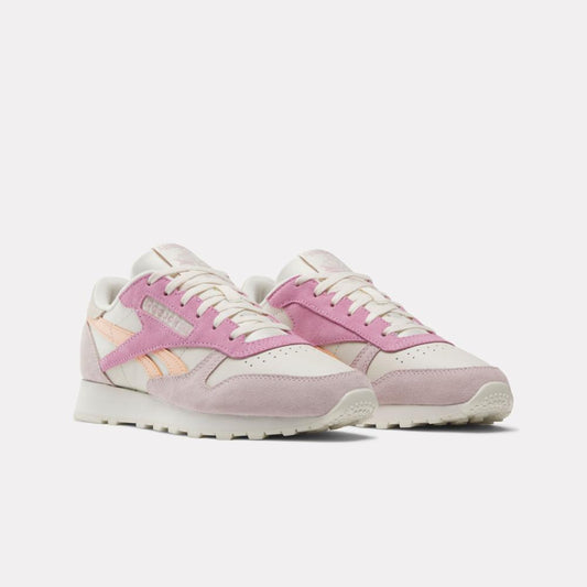 Reebok Classic Leather Pastels Athletic Sneakers Pink White Girls Size 6  NEW!