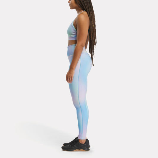 Reebok Running Allover Print Leggings (plus Size) 2x Hoops Blue
