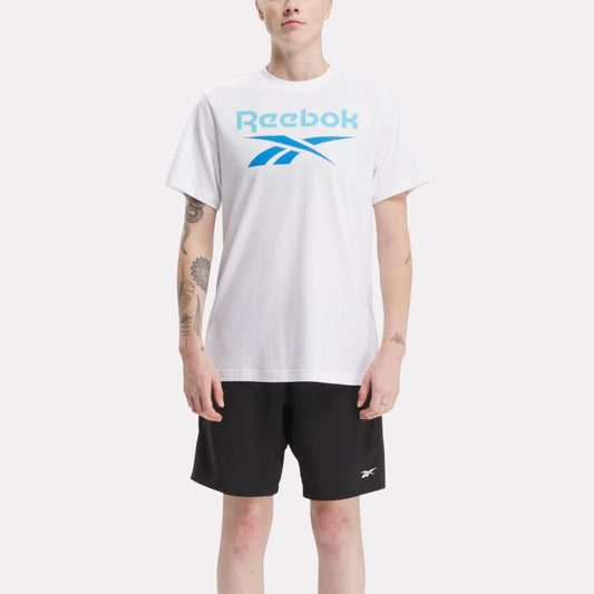 Reebok Apparel Men Reebok Identity Big Stacked Logo T-Shirt WHITE/BOLCYA