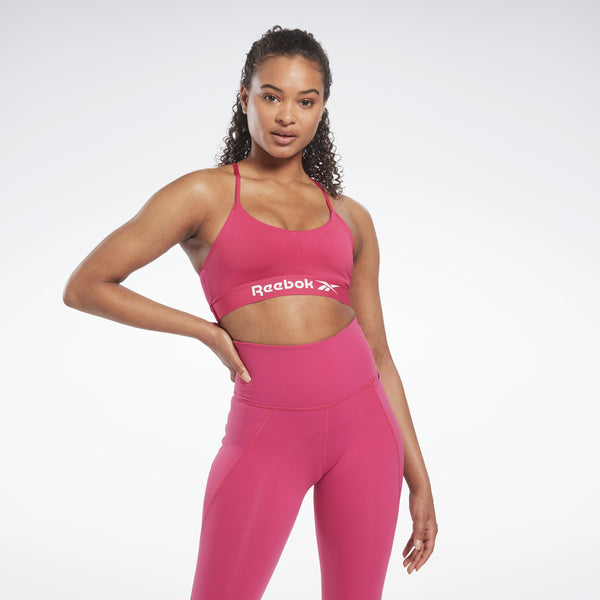 Reebok Apparel Women Studio Reebok Stripped Minimalist Bra Bougry