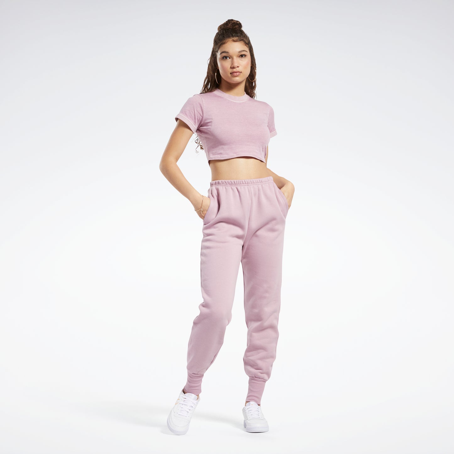 Women's Cuffed Reebok Oversized Graphic Jogger Pants Dusty Pink