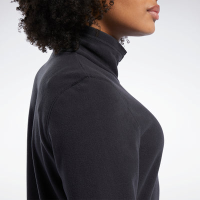 Reebok Apparel Women Outerwear Fleece Quarter-Zip Jacket Black
