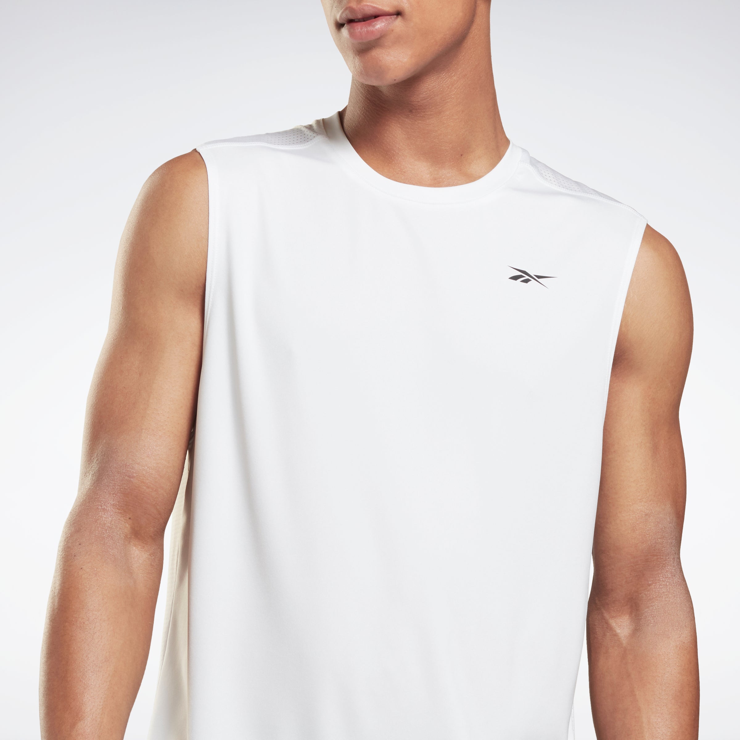 Reebok Apparel Men Workout Ready Sleeveless Tech T-Shirt White